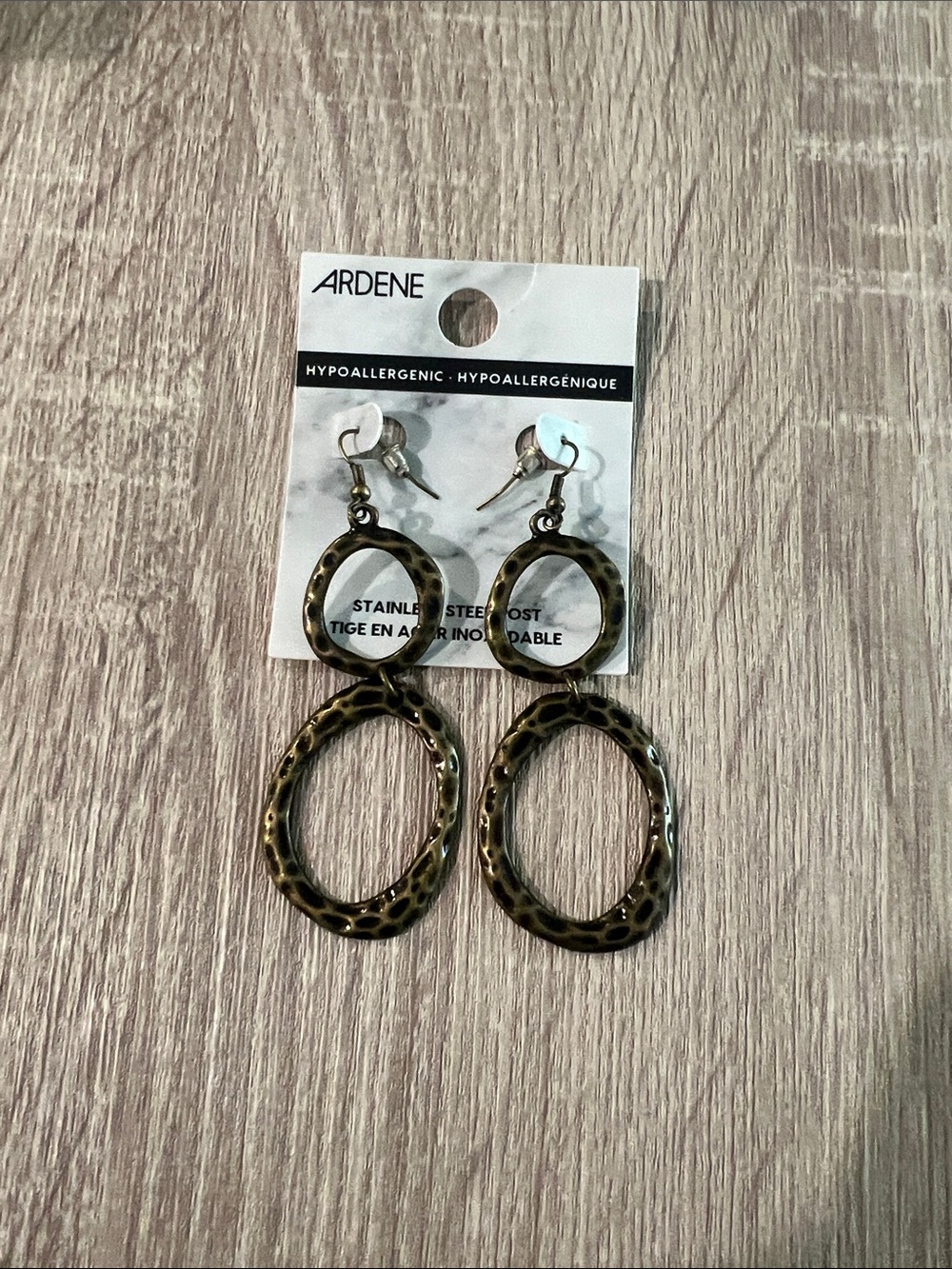 Ardene Bronze-Tone Hammered Double Hoop Earrings